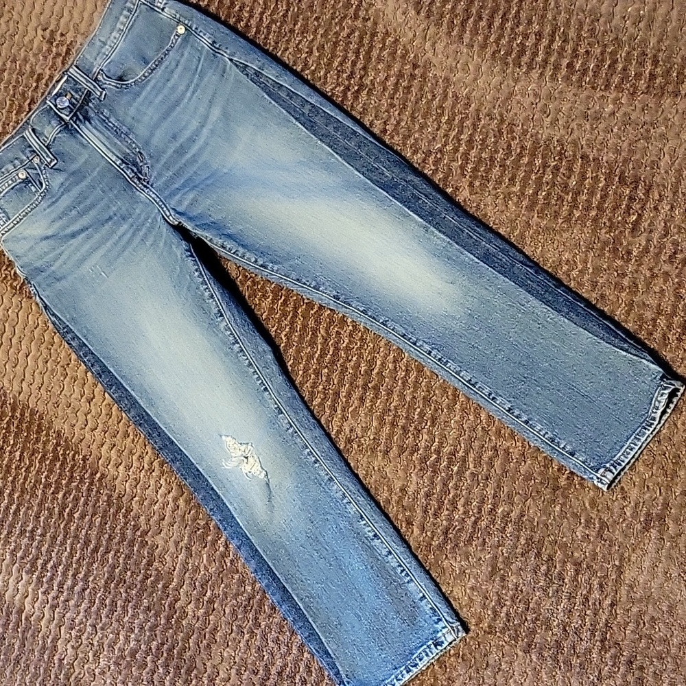 Madewell Two-Tone High Rise Slim Boyjean